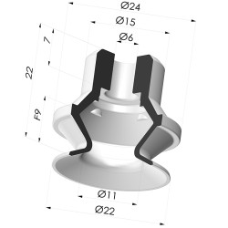 Ventosa 1.5 Soffietti Serie PBG Ø 22MM