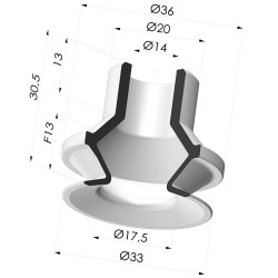 Ventosa 1.5 Soffietti Serie PBG Ø 33,2MM