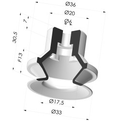 Ventosa 1.5 Soffietti Serie PBG Ø 32MM
