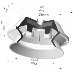 Ventosa 1.5 Soffietti Serie PBG Ø 76.5MM