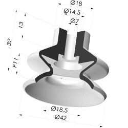 Ventosa 1.5 Soffietti Serie1 Ø 42MM