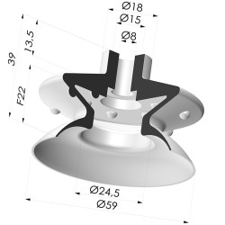 Ventosa 1.5 Soffietti Serie1 Ø 59MM