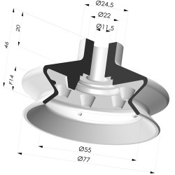 Ventosa 1.5 Soffietti Serie1 Ø 77MM