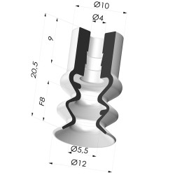 Ventosa 2.5 Soffietti Serie 2 Ø 12MM