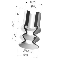Ventosa 2.5 Soffietti Serie 2 Ø 12MM