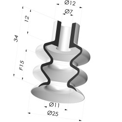 Ventosa 2.5 Soffietti Serie 2 Ø 25MM