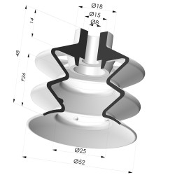 Ventosa 2.5 Soffietti Serie 2 Ø 52MM