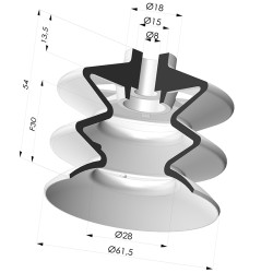 Ventosa 2.5 Soffietti Serie 2 Ø 61.5MM
