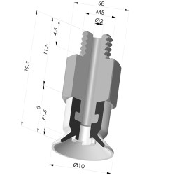 Ventosa Piatta Serie 7SB Ø 10MM con Inserto M5