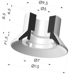 Ventosa Piatta Serie 7SB Ø 15MM