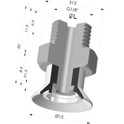 Ventosa Piatta Serie 7SB Ø 15MM con Inserto G1/8"