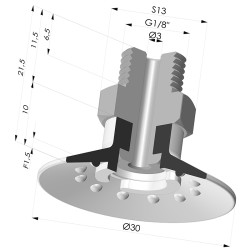 Ventosa Piatta Serie 7SB Ø 30MM con Inserto G1/8"