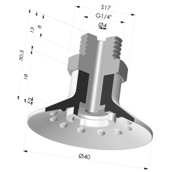 Ventosa Piatta Serie 7SB Ø 40MM con Inserto G1/4"