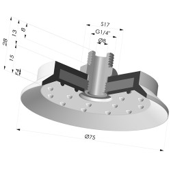 Ventosa Piatta Serie 7SB Ø 72.8MM con Inserto G1/4"
