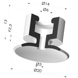 Ventosa Piatta Serie 7PH Ø 20MM