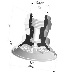 Ventosa Piatta Serie 7R Ø 42MM