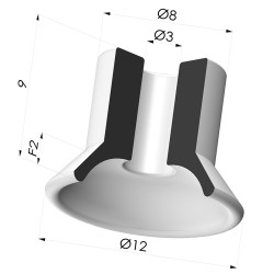 Ventosa Piatta Serie 7 Ø 12MM