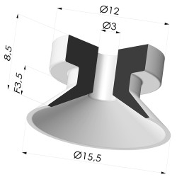 Ventosa Piatta Serie 7 Ø 15,3MM