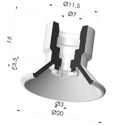 Ventosa Piatta Serie 7 Ø 20MM