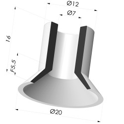 Ventosa Piatta Serie 7 Ø 20MM