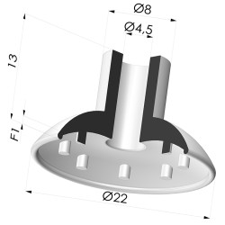 Ventosa Piatta Serie 7 Ø 21,7MM