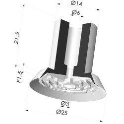 Ventosa Piatta Serie 7 Ø 25MM