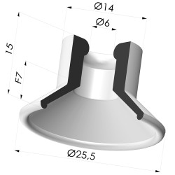 Ventosa Piatta Serie 7 Ø 25MM
