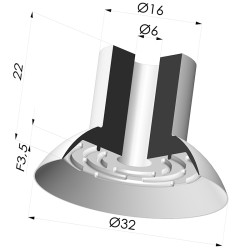 Ventosa Piatta Serie 7 Ø 33MM