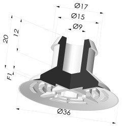 Ventosa Piatta Serie 7 Ø 36MM