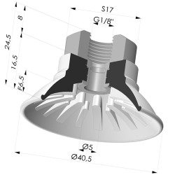 Ventosa Piatta Serie 99 Ø 40.5 mm con Inserto femmina G1/8"