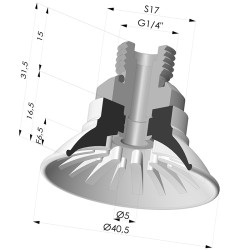 Ventosa Piatta Serie 99 Ø 40.5 mm con Inserto maschio G1/4"