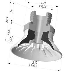 Ventosa Piatta Serie 99 Ø 40.5 mm con Inserto maschio G3/8"