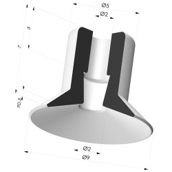 Ventosa Piatta Serie 9 Ø 9MM