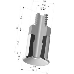 Ventosa Piatta Serie 9 Ø 11MM