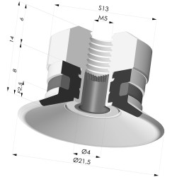 Ventosa Piatta Serie 9 Ø 21,5MM