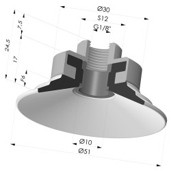 Ventosa Piatta Serie 9 Ø 51MM