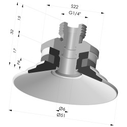 Ventosa Piatta Serie 9 Ø 51MM