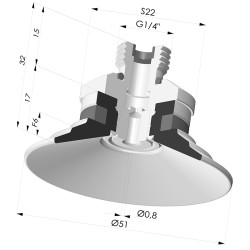Ventosa Piatta Serie 9 Ø 51MM