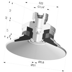 Ventosa Piatta Serie 9 Ø 51MM