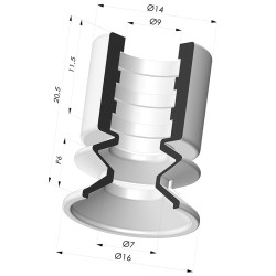Ventosa 1.5 Soffietti Serie 8 Ø 16MM