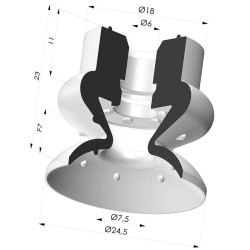 Ventosa 1.5 Soffietti Serie 8 Ø 25MM