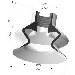 Ventosa 1.5 Soffietti Serie 8A Ø 44MM