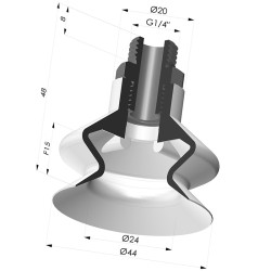 Ventosa 1.5 Soffietti Serie 8A Ø 44MM
