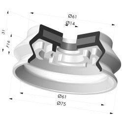 Ventosa 1.5 Soffietti Serie 8SB SPF Ø 75MM
