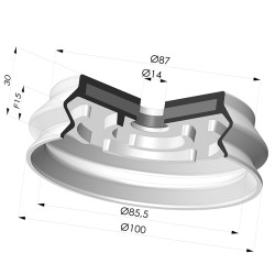Ventosa 1.5 Soffietti Serie 8SB SPF Ø 100MM