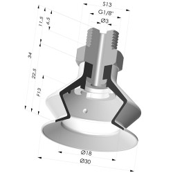 Ventosa 1.5 Soffietti Serie 8SB Ø 30MM con Inserto