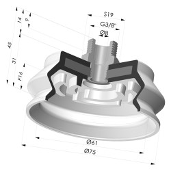 Ventosa 1.5 Soffietti Serie 8SB Ø 75MM con Inserto