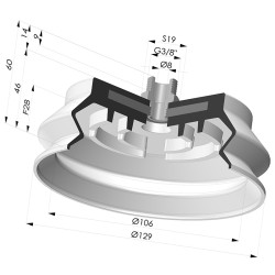 Ventosa 1.5 Soffietti Serie 8SB Ø 125MM con Inserto