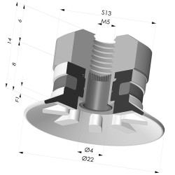Ventosa Piatta Serie 90 Ø 22MM