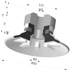 Ventosa Piatta Serie 90 Ø 31,8MM